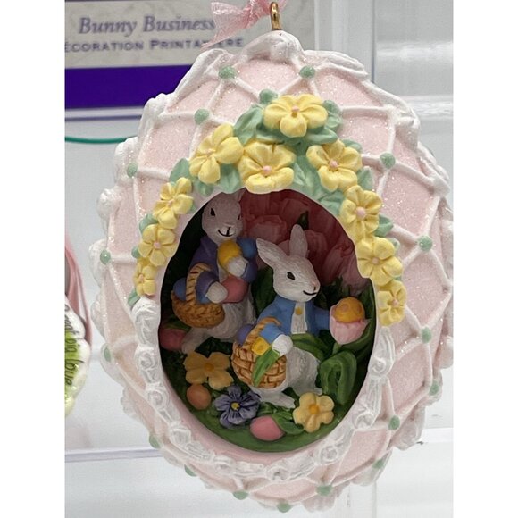 Hallmark Keepsake Ornament Easter Bunny 2002 & 2017 Rabbit Easter Egg lot of 3 - Picture 2 of 16